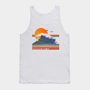 Retro Huntington Beach CA 70s Style Tourist Souvenir Tank Top